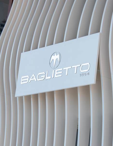 Baglietto sign at boat show 