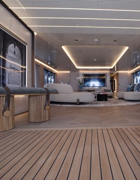 Columbus-Atlantique-43MT-Frette-Review-teak-into-saloon