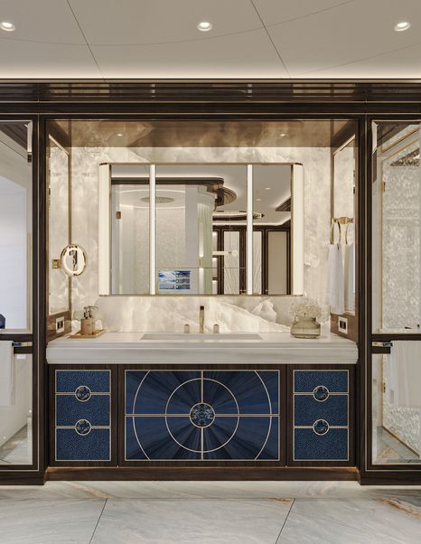 Rendering of Bilgin superyacht Project Bond master cabin ensuite 