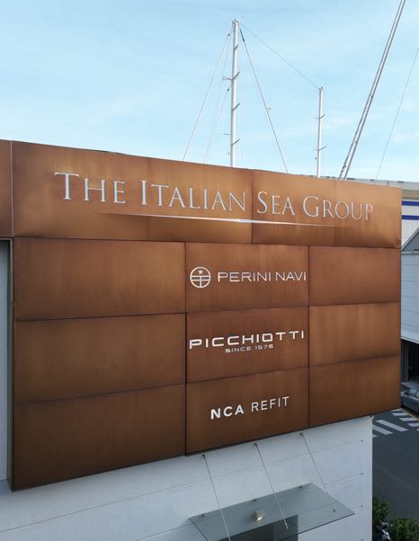 The Italian Sea Group sign with brand names