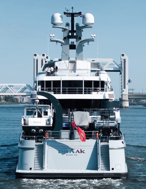 Oceanco Support Yacht Draak stern under way