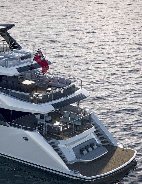 Rendering of Sunseeker 134 Superyacht aft decks 
