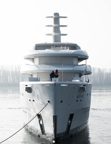 Amels superyacht Project Zurich at anchor bow view 