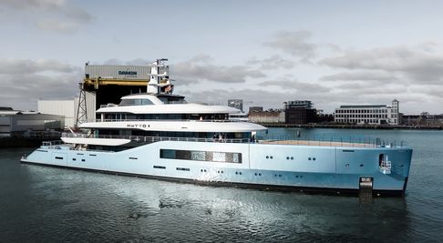 Second Amels 80 Superyacht Netto II Launched in Vlissingen with Dolphin Blue Hull