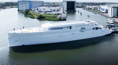 First Look: Secretive Feadship 80m Superyacht Project 1015 Begins Outfitting Phase
