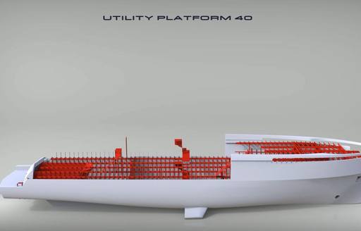 Side view of UP40 modular hull CGI with no superstructure attached