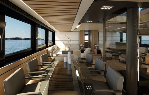 Formal dining area on WHY200 yacht