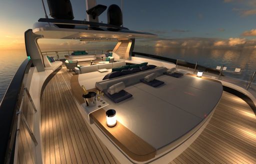 LArge sunpad on sundeck of Atos 46 concept