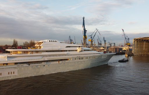 Lurssen 146m superyacht Project Opera being launched in Hamburg