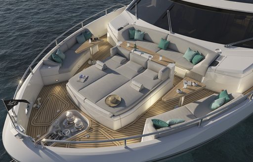 Large sunpad area on deck of 90 Ocean yacht