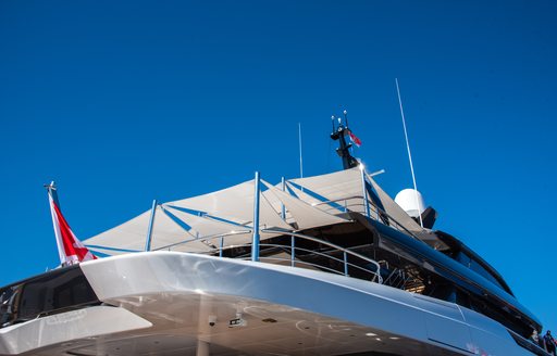 Malta flag yacht sun canopies on upper decks