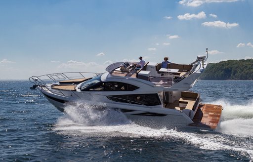 Weekending Galeon flybridge running shot