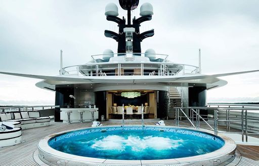 On deck Jacuzzi on the Superyacht TRANQUILITY.