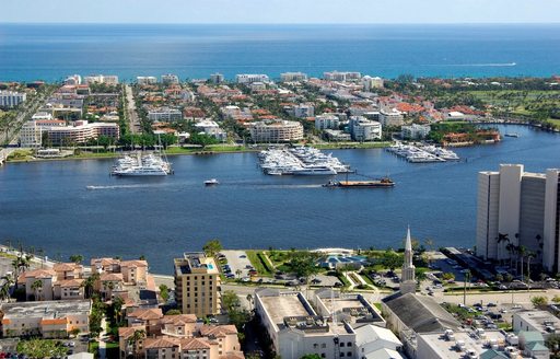 Overview of Town Marina – Palm Beach, surrounded by skyscrapers and waterside residences