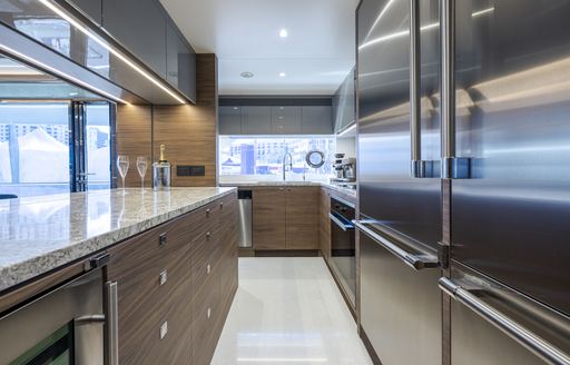 Overview of the galley onboard superyacht ISSIMO