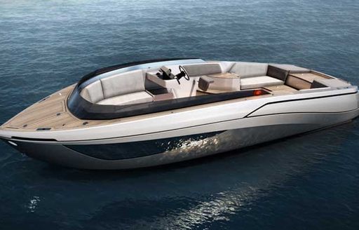 Sideview CGI rendering of Nerea Yachts NY24 Limo, surrounded by sea