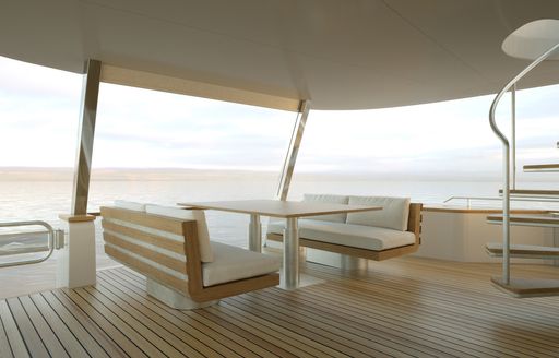 aft deck seating area rendering on board flagship magellano range