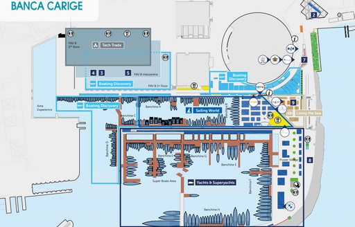 Map showing areas of Genoa Boat Show