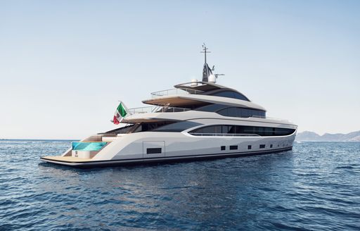 Aft deck view of motor yacht ASANI, surrounded by sea