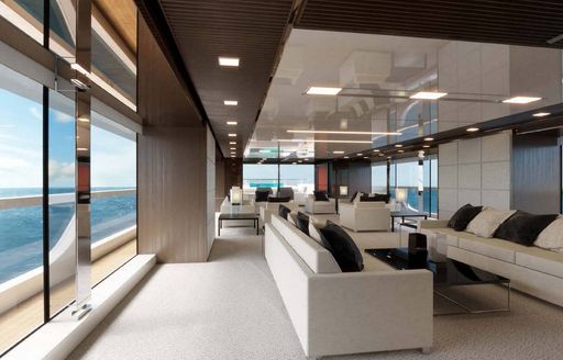 Main salon on a Sanlorenzo 52m Steel superyacht