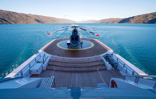 helicopter on helipad yacht Cloudbreak