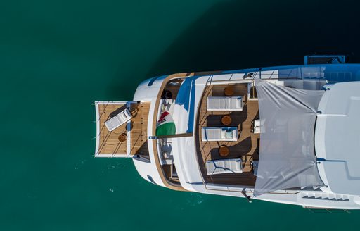 An aerial view of the ISA superyacht