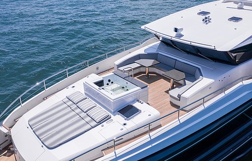 Horizon Yachts FD110 mid aerial shot over the bow