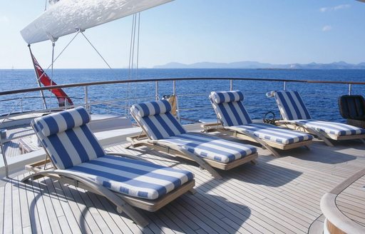 Sun loungers onboard sailing yacht ATHENA 