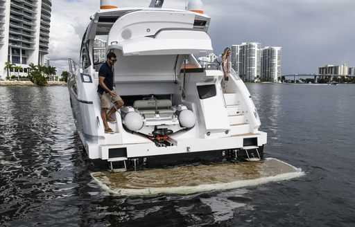 hydraulic platform on the Sunseeker Predator 60 Evo 