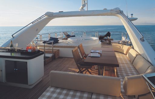 Outside teak decking area on an Azimut 98 Leonardo Mark II