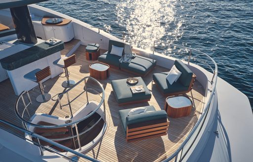 Aft view of lounging area on Magellano 25 Metri