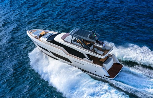 Ferretti Yachts 720 flybridge hardtop running shot