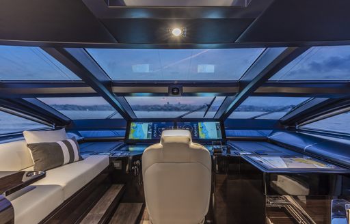 The cockpit on board a Pearl 95 superyacht.