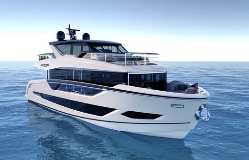 Sunseeker Ocean 156 for sale at FLIBS, render image stationery in calm waters