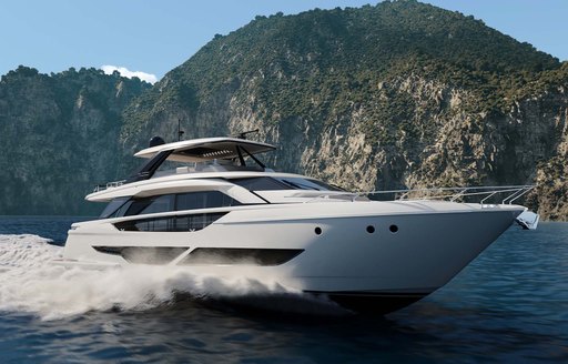 Ferretti Yachts 860 starboard bow shot underway