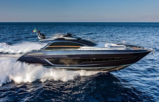 Riva 66' Ribelle sportsbridge yacht running shot