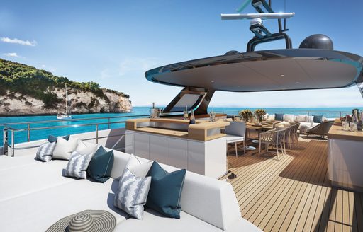 Sundeck of Benetti Oasis 40M with sofa seating