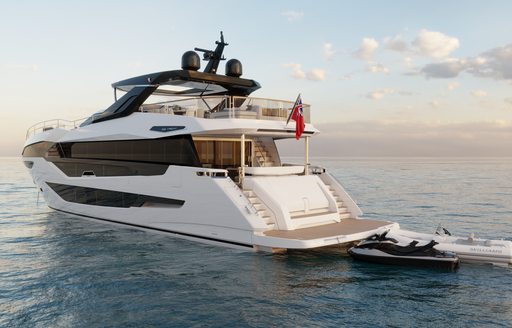 Swim platform with tenders at rear of Sunseeker 100 Yacht