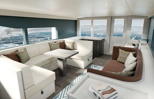 Sofas, comfortable seating and tables on Project Ocean