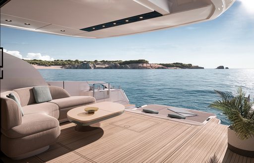 Azimut Fly 62 exterior deck shot with side wings fully open