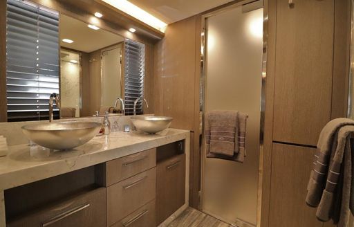 master en suite bathroom on board the mcy 86