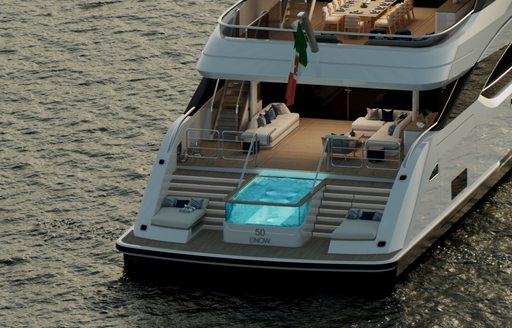 Exterior view of motor yacht ASANI with glass-fronted pool