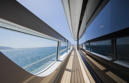 teak gangway on sanlorenzo yacht lady lena