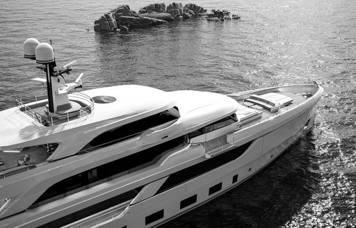 Rendering showing bow of Alia Yachts new explorer  yacht