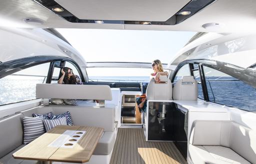 salon on an open sports yacht Fairline Targa