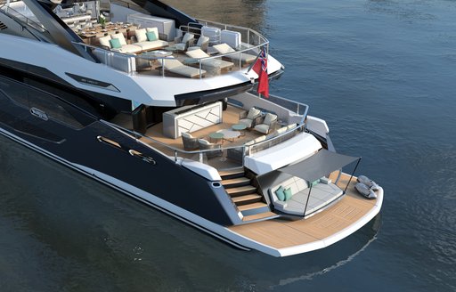 Sunseeker 120 superyacht aerial shot aft aspect