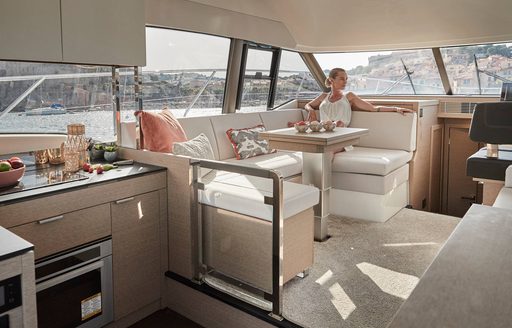 Prestige 240 flybridge yacht interior