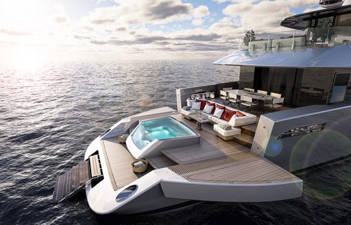 Stern area on Atlantique 37 with pool and steps to water