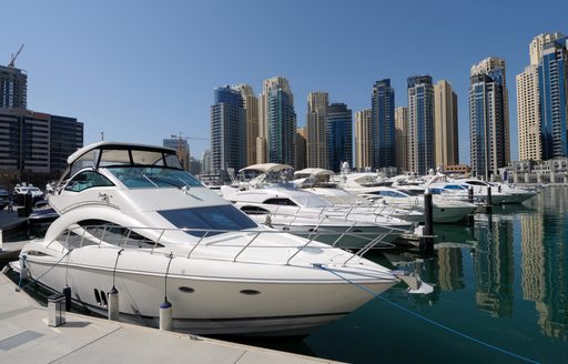 yachts berthed in Dubai harbour