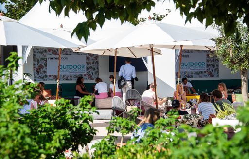 Outdoor seating area at the Cannes Yachting Festival